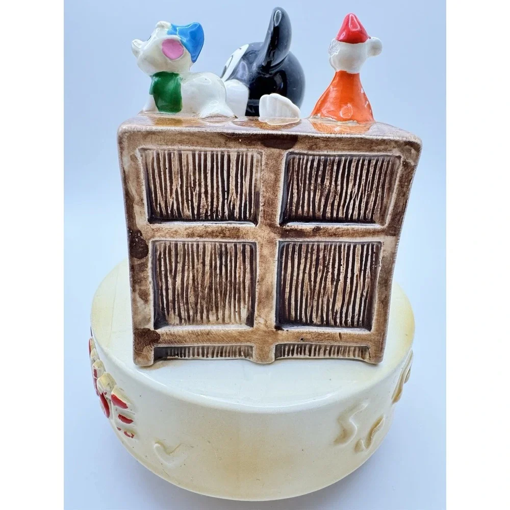 Mickey Mouse Music Box Walt Disney Japan Ceramic Piano Figurine Vintage‎